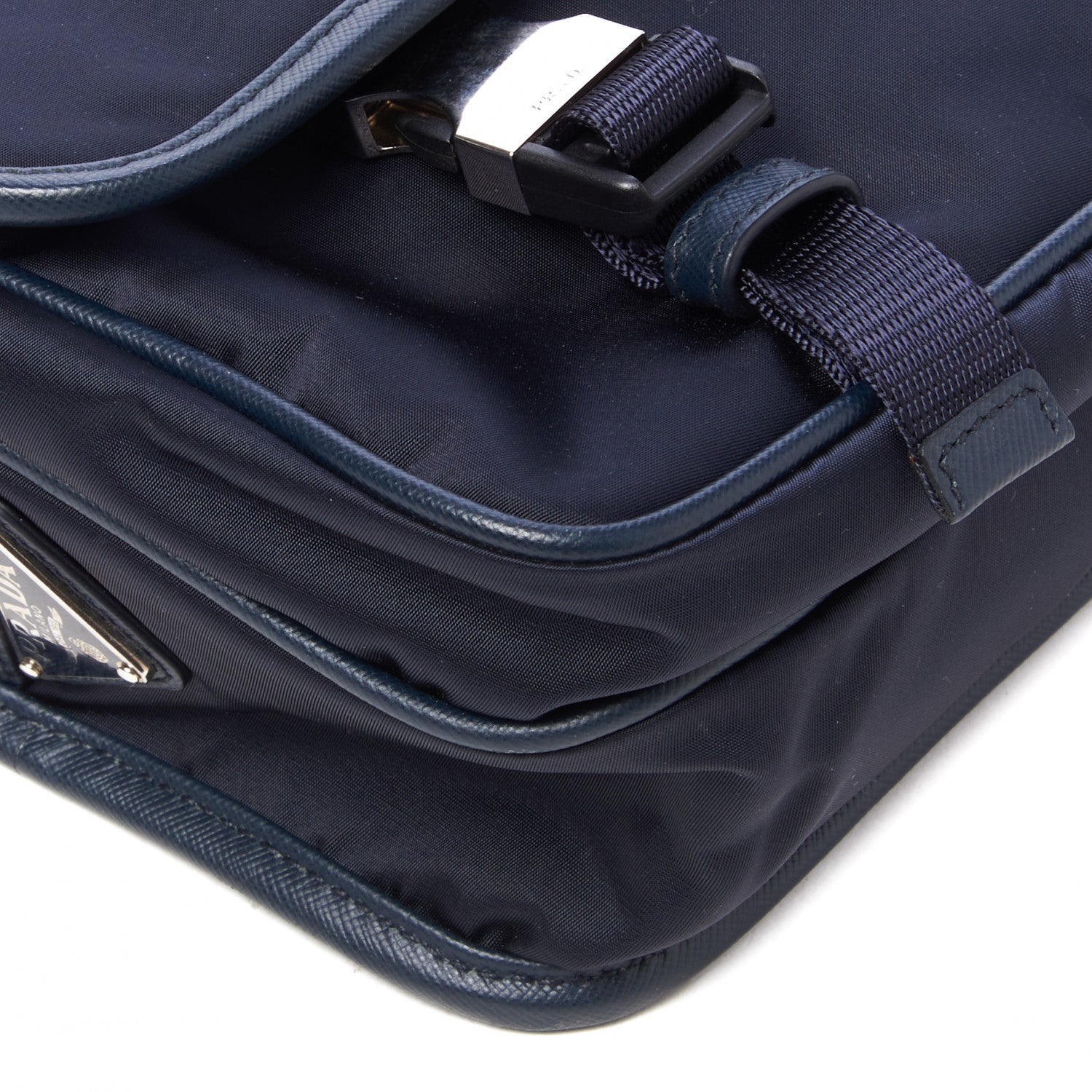 Prada Tessuto Nylon Saffiano Logo Messenger Bag Baltico 5 of 9