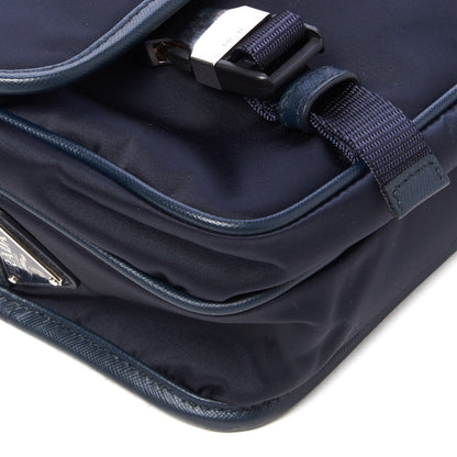 Prada Tessuto Nylon Saffiano Logo Messenger Bag Baltico 5 of 9