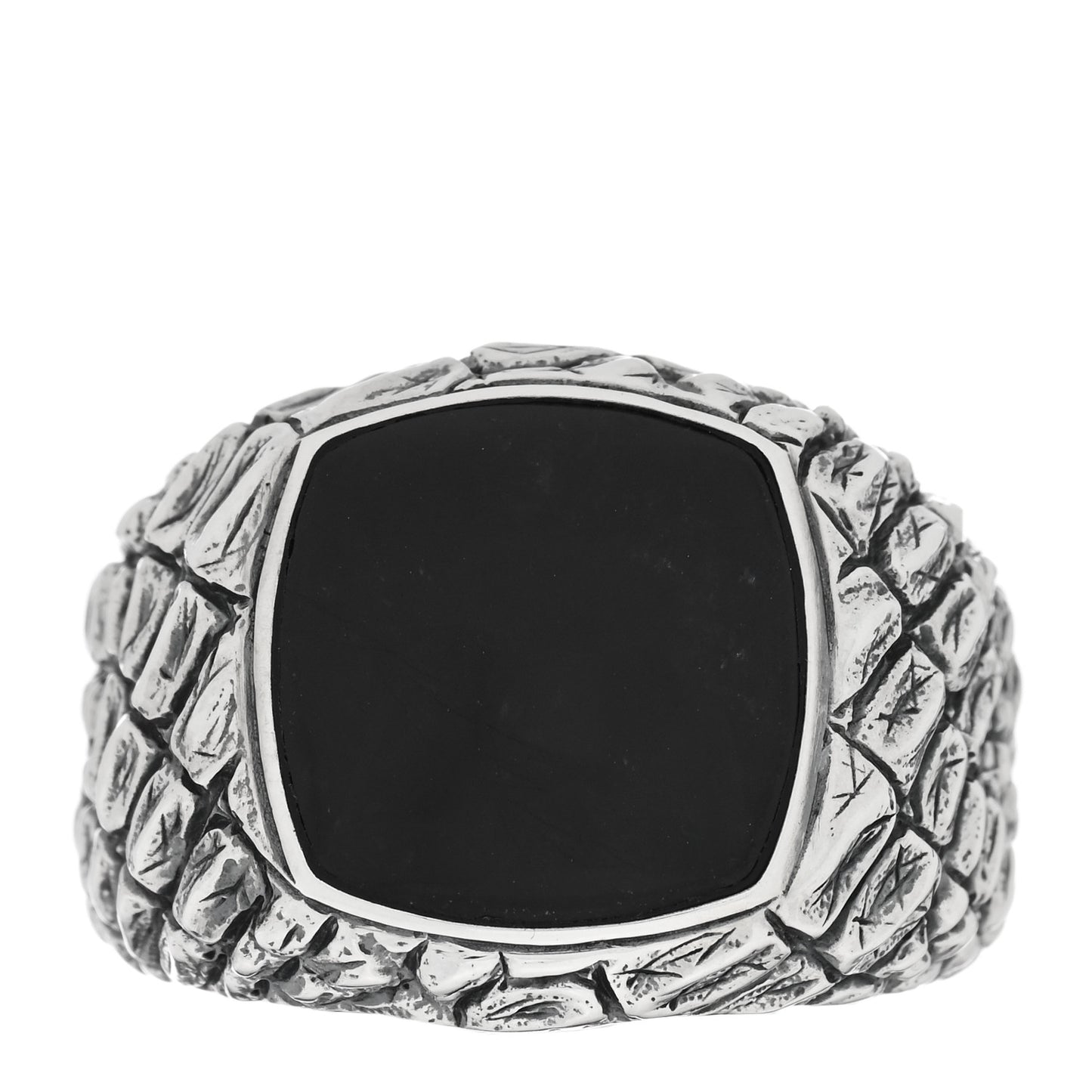 Sterling Silver Black Onyx Mens Gator Signet Ring 65 11