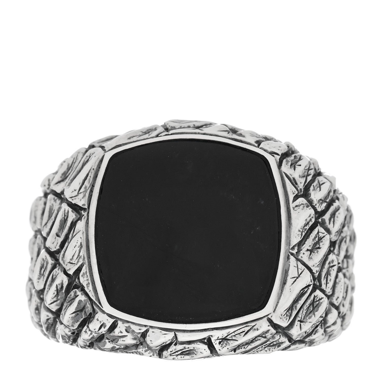 David Yurman Sterling Silver Black Onyx Mens Gator Signet Ring 65 11 1 of 4
