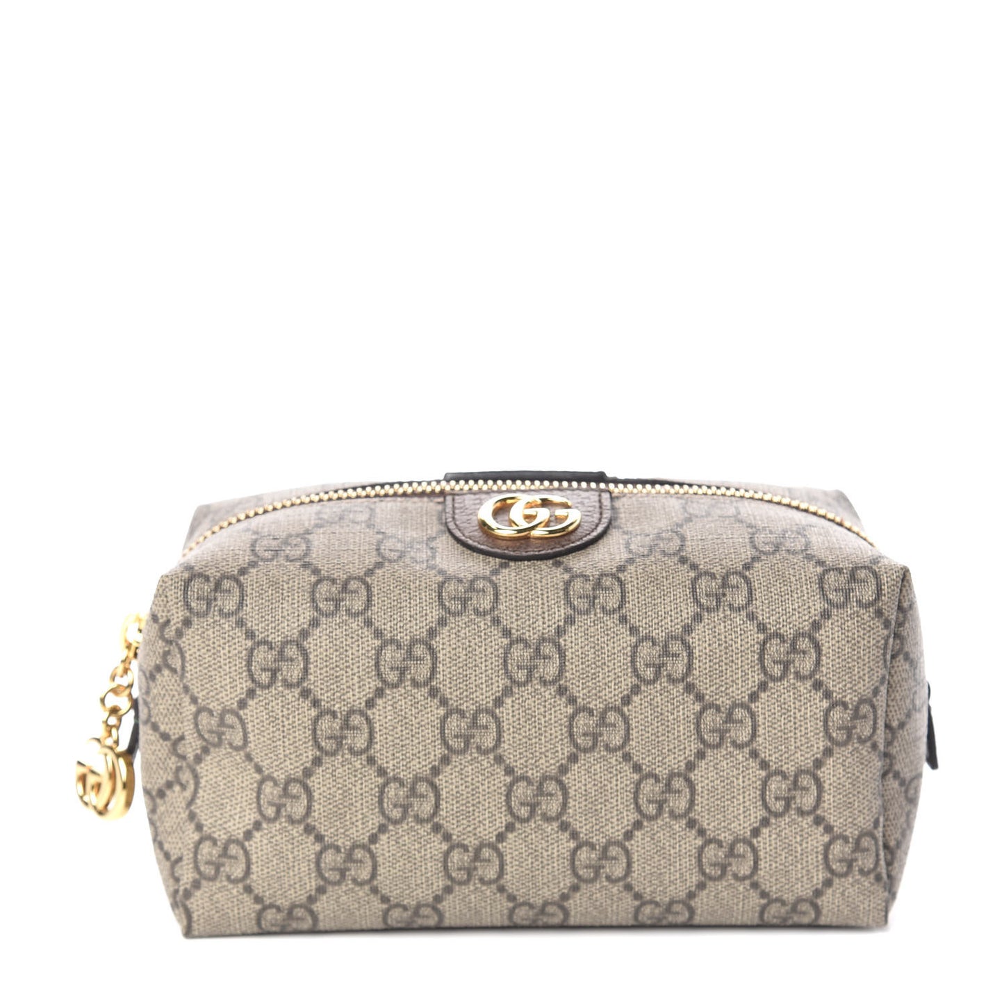 Soft GG Supreme Monogram Calfskin Medium Ophidia Cosmetic Case Beige Ebony New Acero