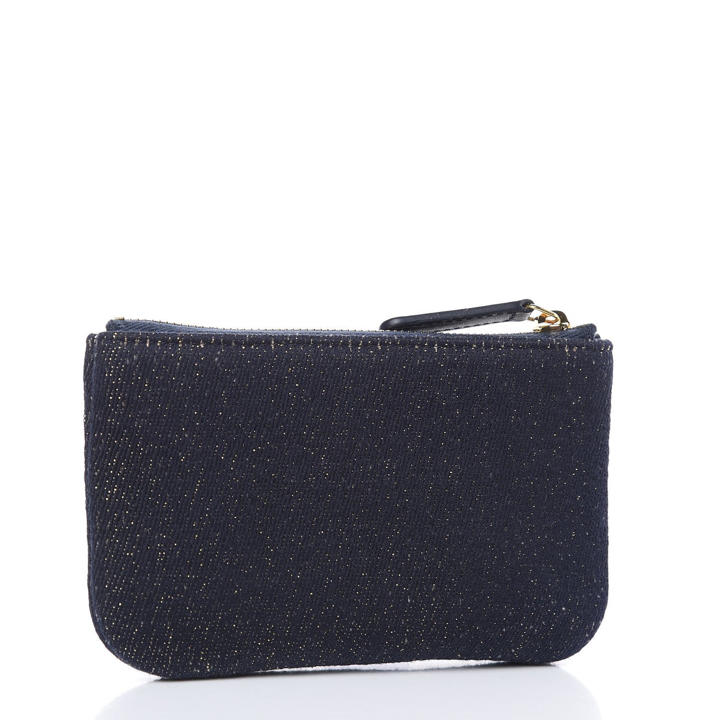 Lurex Canvas Deauville Cosmetic Pouch Navy Blue Gold