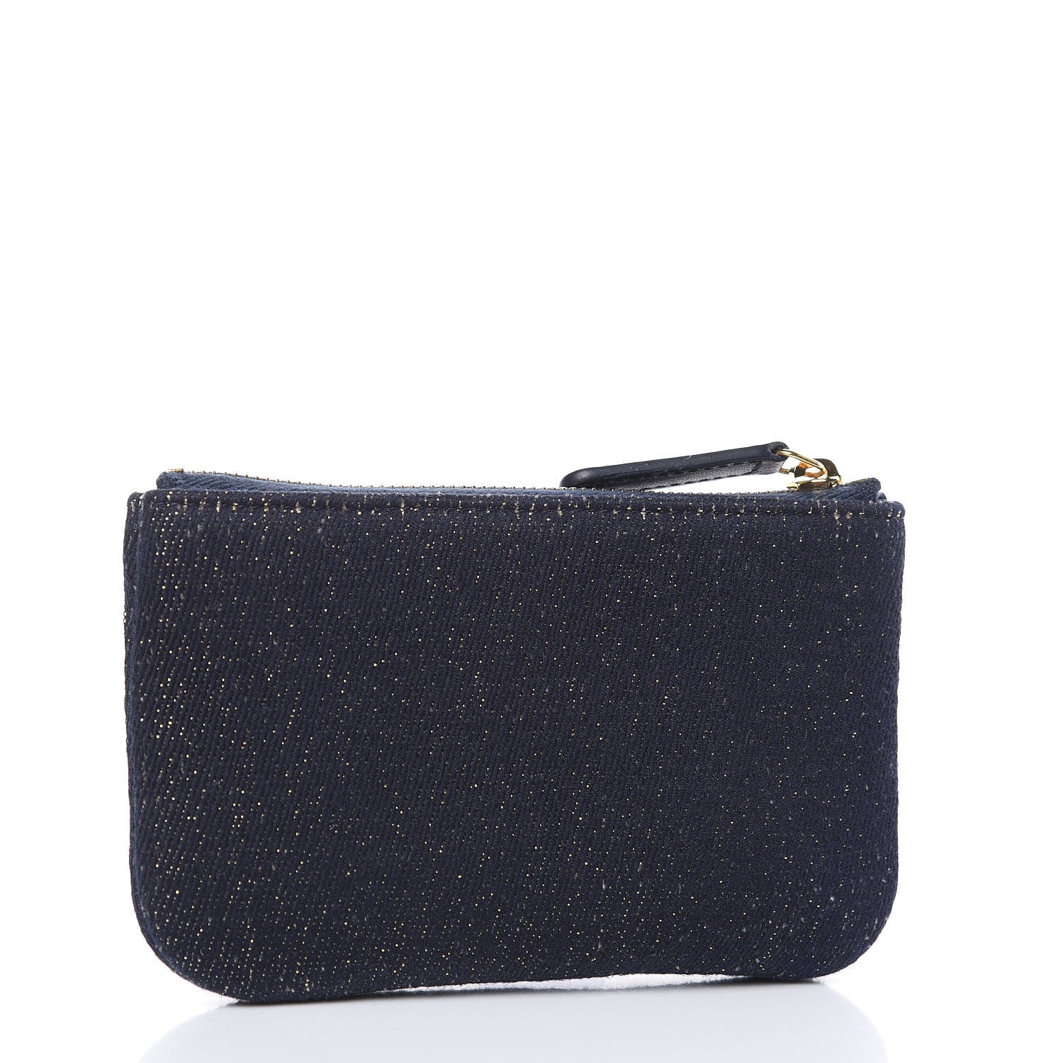 Chanel Lurex Canvas Deauville Cosmetic Pouch Navy Blue Gold 3 of 8