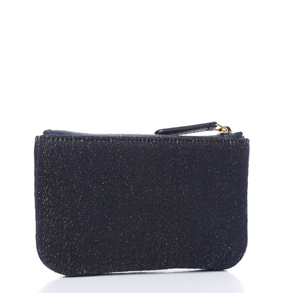 Chanel Lurex Canvas Deauville Cosmetic Pouch Navy Blue Gold 3 of 8