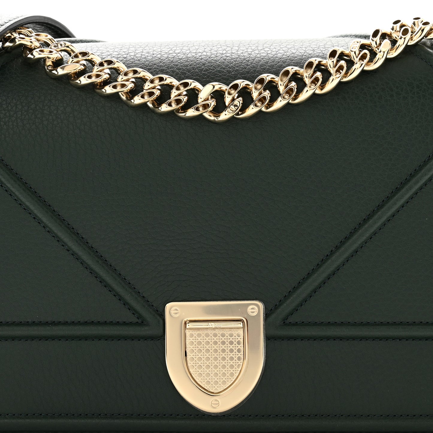 Grained Calfskin Medium Diorama Flap Bag Green