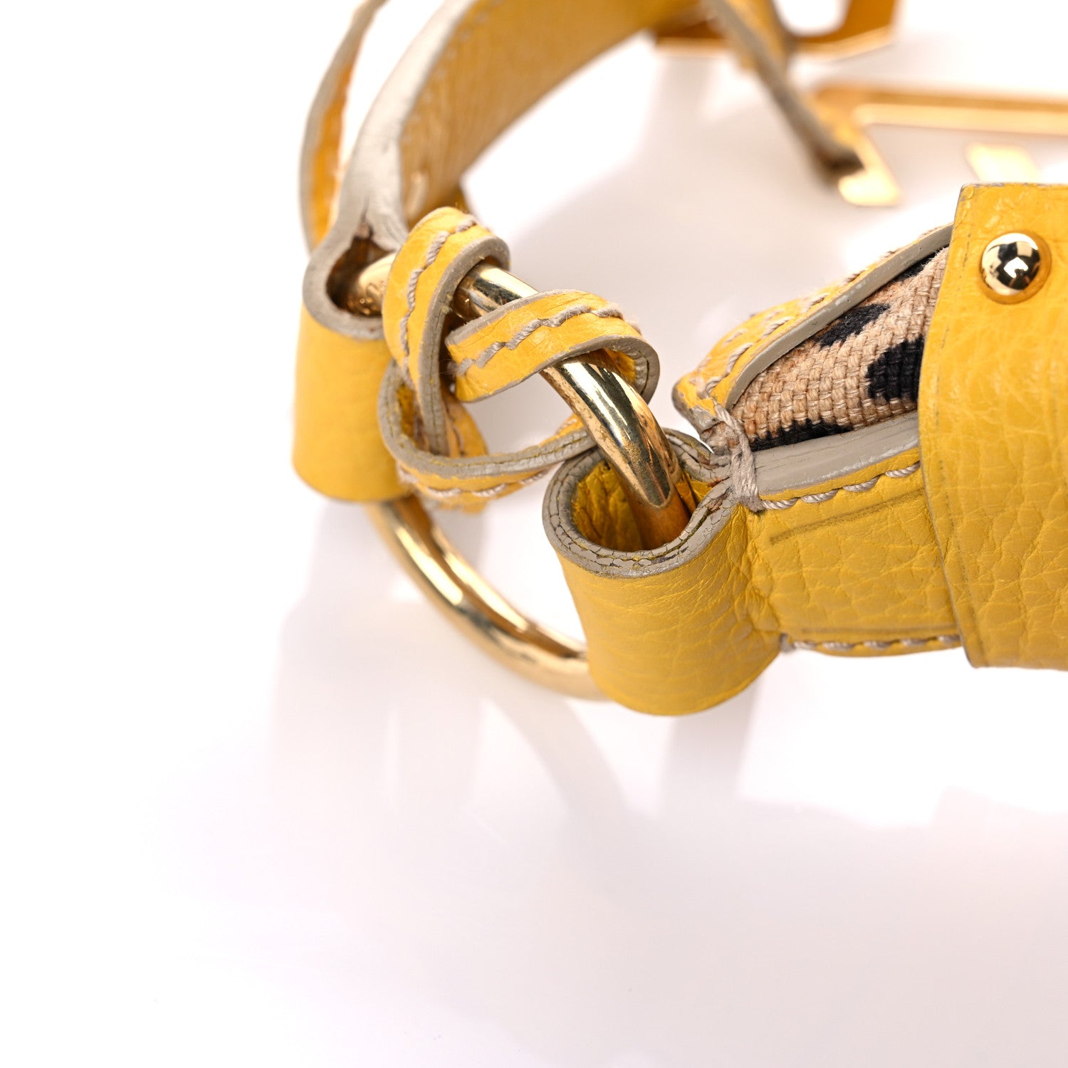 Dolce & Gabbana Calfskin Canvas Leopard Print Animalier Shoulder Bag Yellow 18 of 23