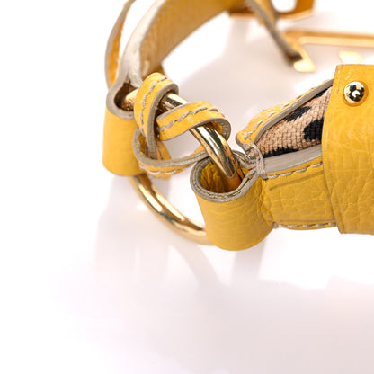 Dolce & Gabbana Calfskin Canvas Leopard Print Animalier Shoulder Bag Yellow 18 of 23