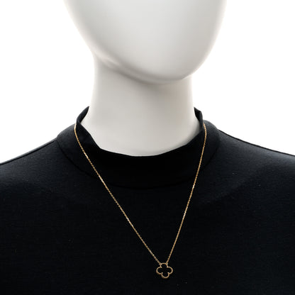 Van Cleef & Arpels 18K Yellow Gold Black Onyx Vintage Alhambra Pendant Necklace 2 of 5