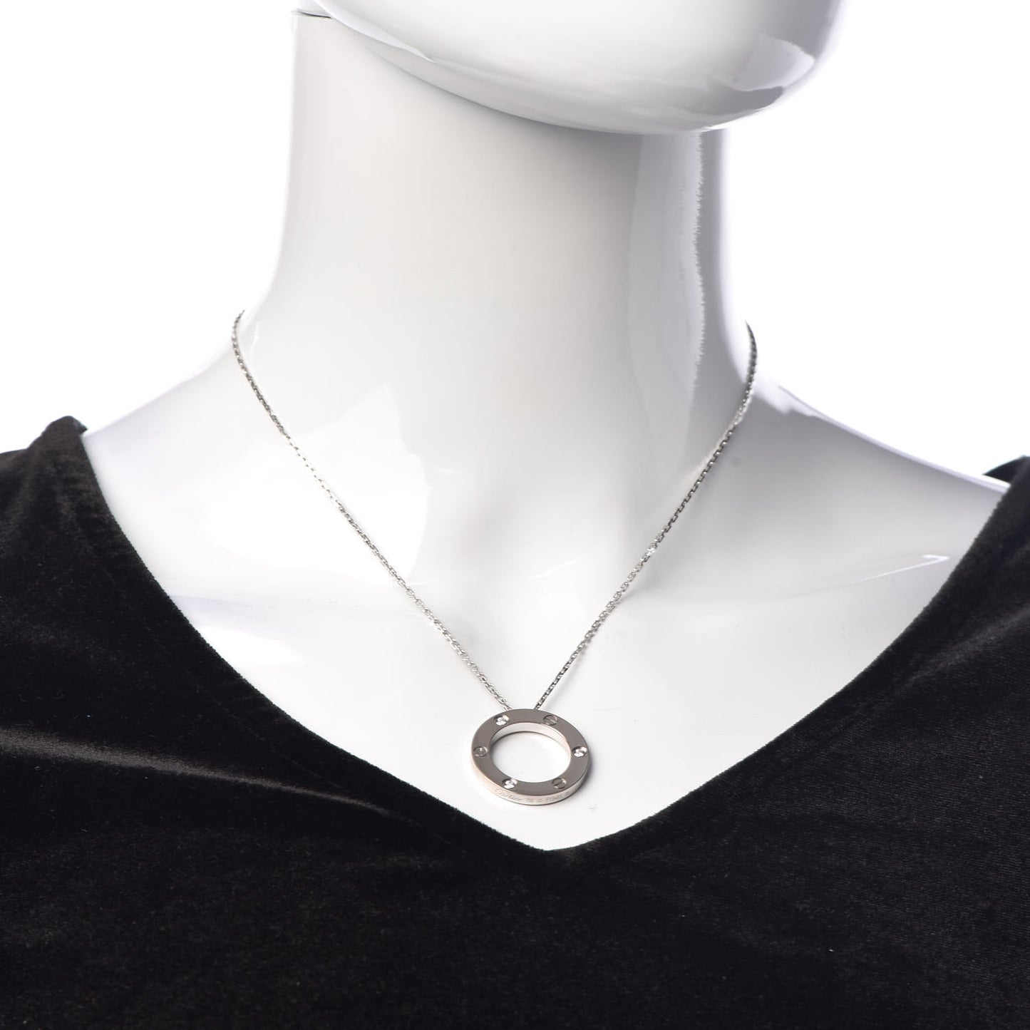 18K White Gold 3 Diamonds LOVE Pendant Necklace