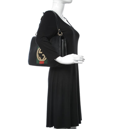 Gucci Pebbled Calfskin Web Blondie Hobo Black 2 of 12