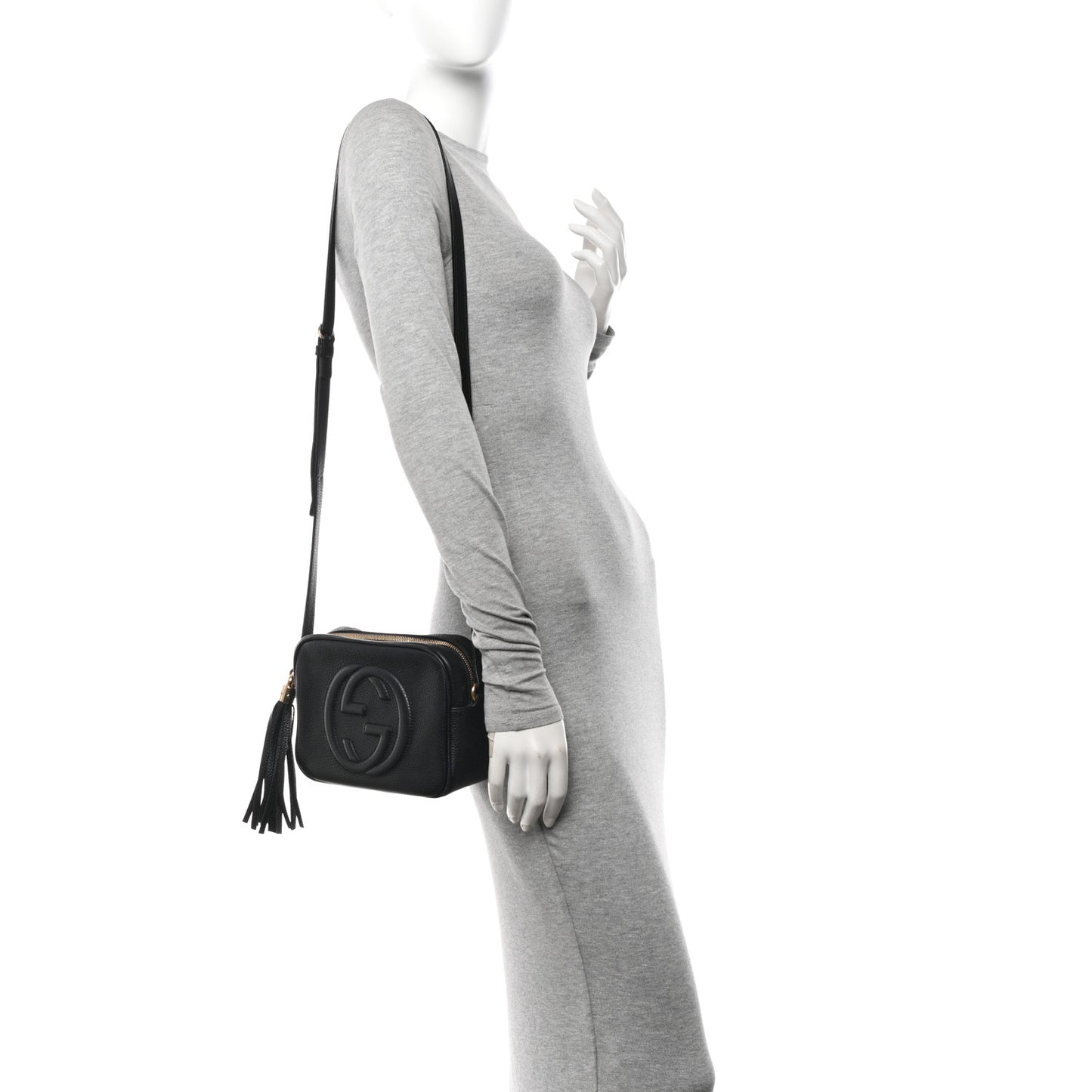 Pebbled Calfskin Small Soho Disco Bag Black