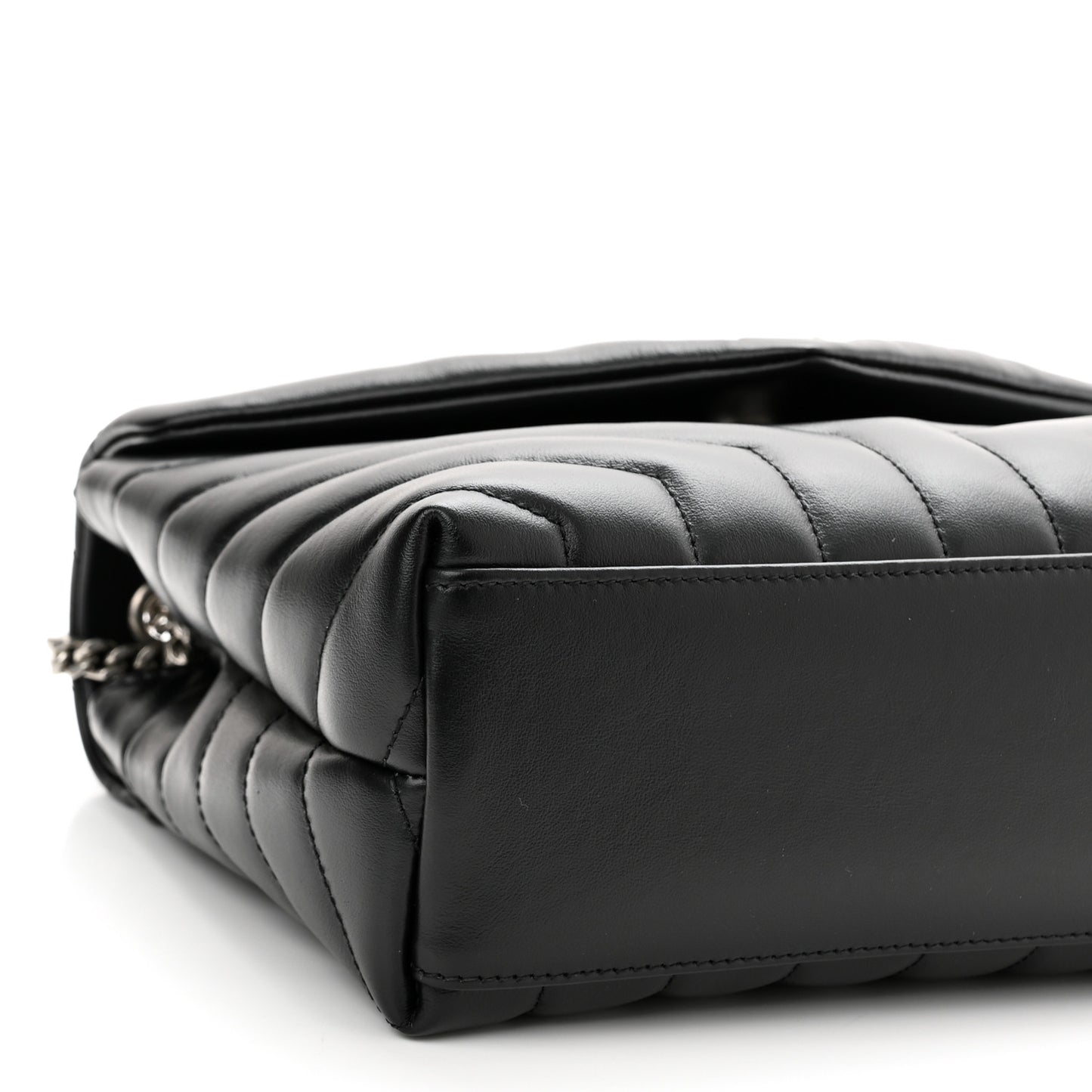 Calfskin Y Quilted Monogram Small Loulou Chain Satchel Black