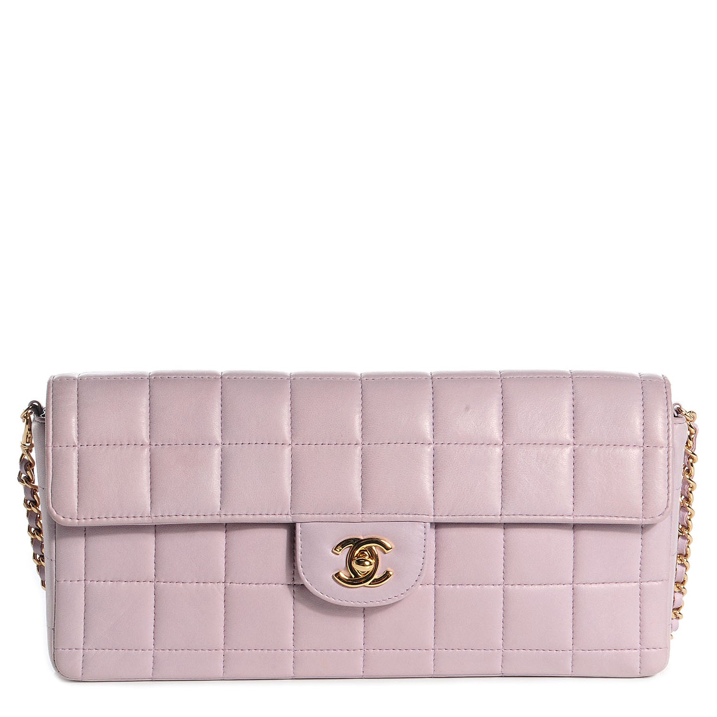 Lambskin East West Chocolate Bar Flap Lilac