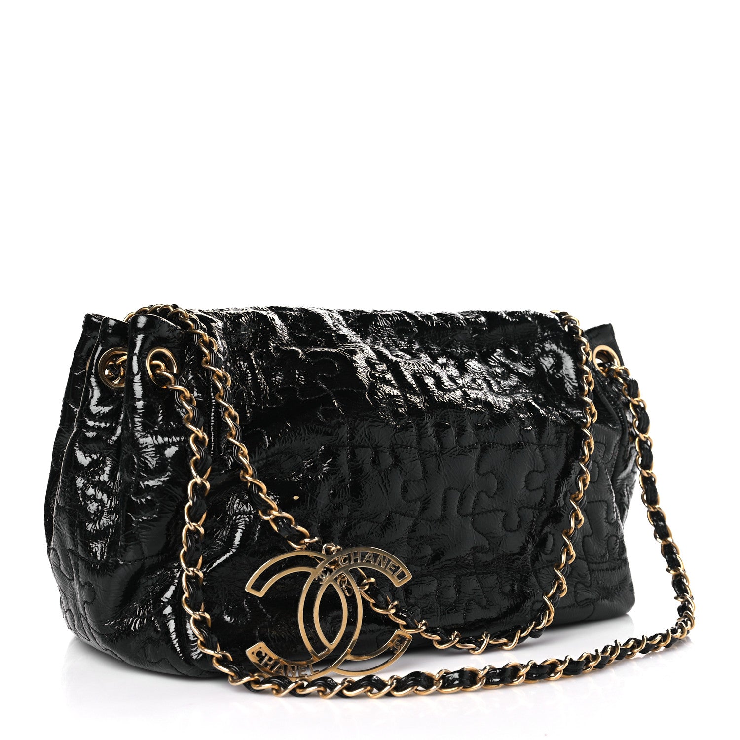Chanel Patent Puzzle Accordion Flap Bag Black 3 of 11