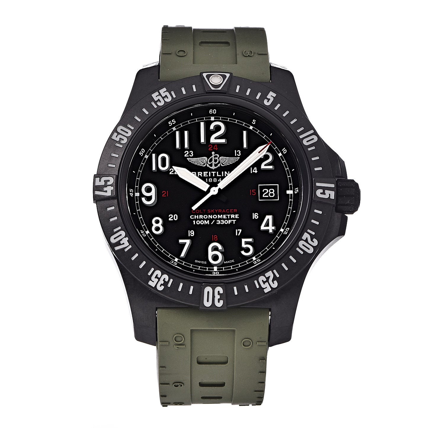 Breitlight Rubber 45mm Colt Skyracer Automatic Watch Green X74320