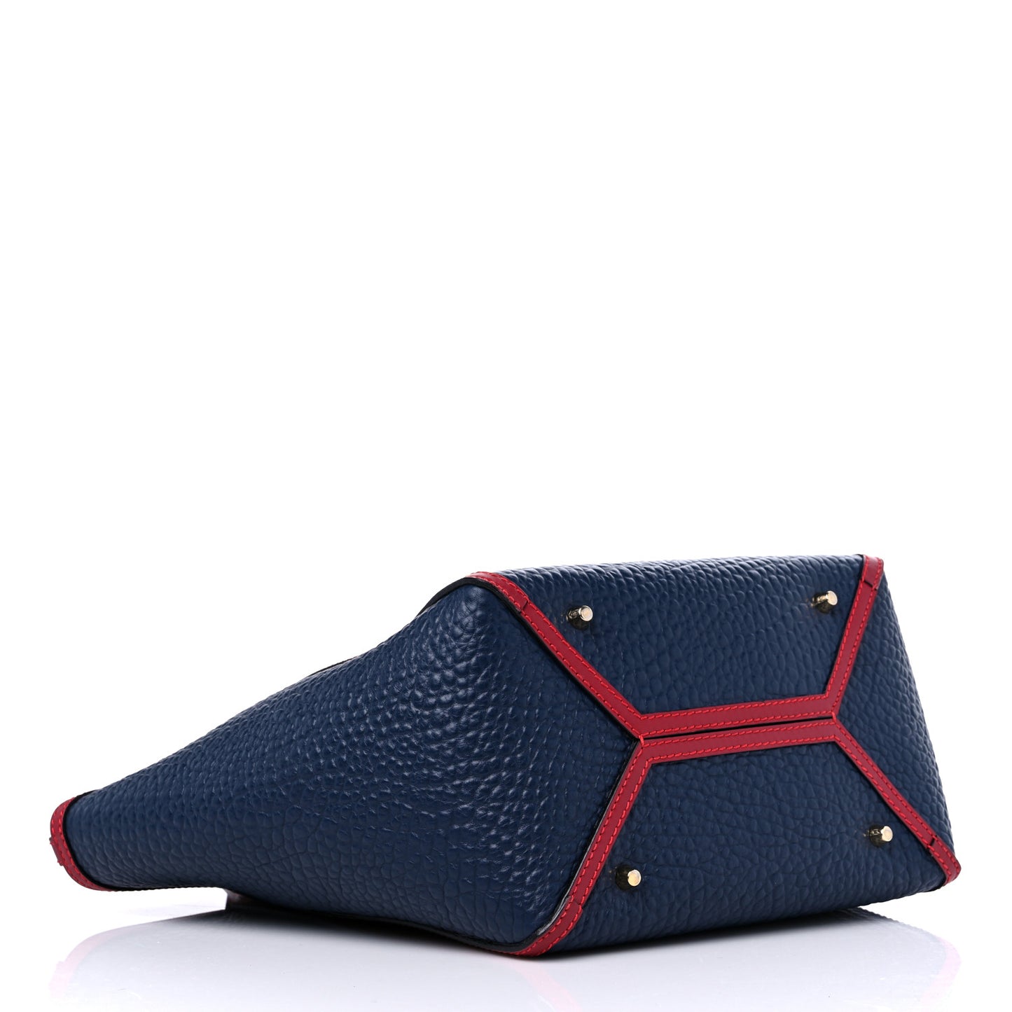 Grain Calfskin Small Canterbury Tote Parade Blue Carbon Red