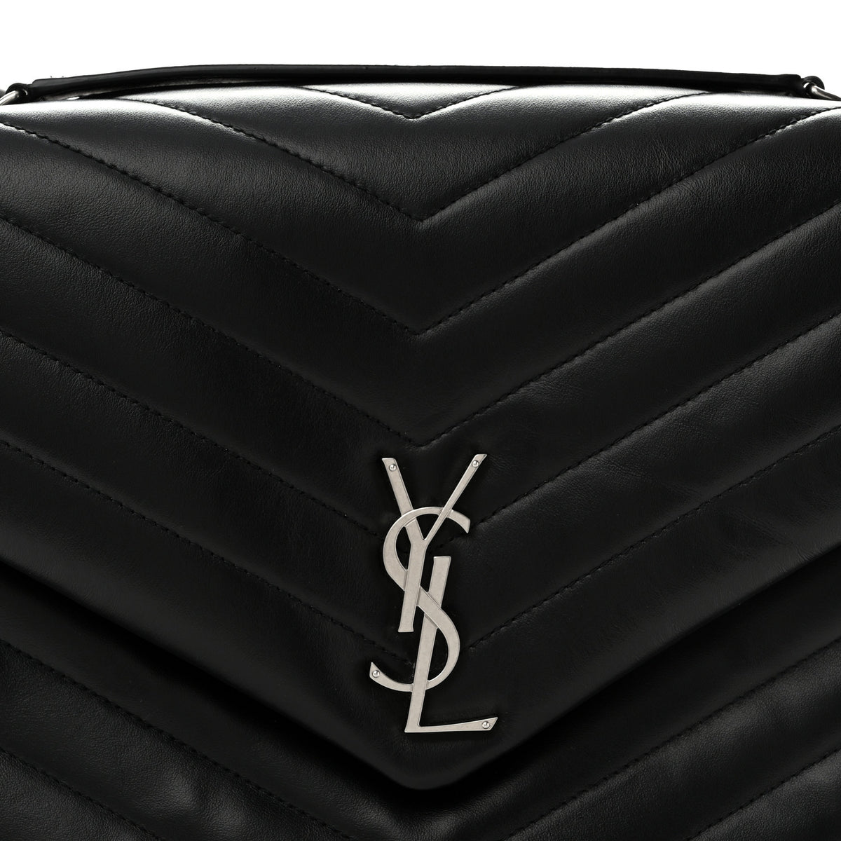 Calfskin Y Quilted Monogram Large Loulou Chain Satchel Black