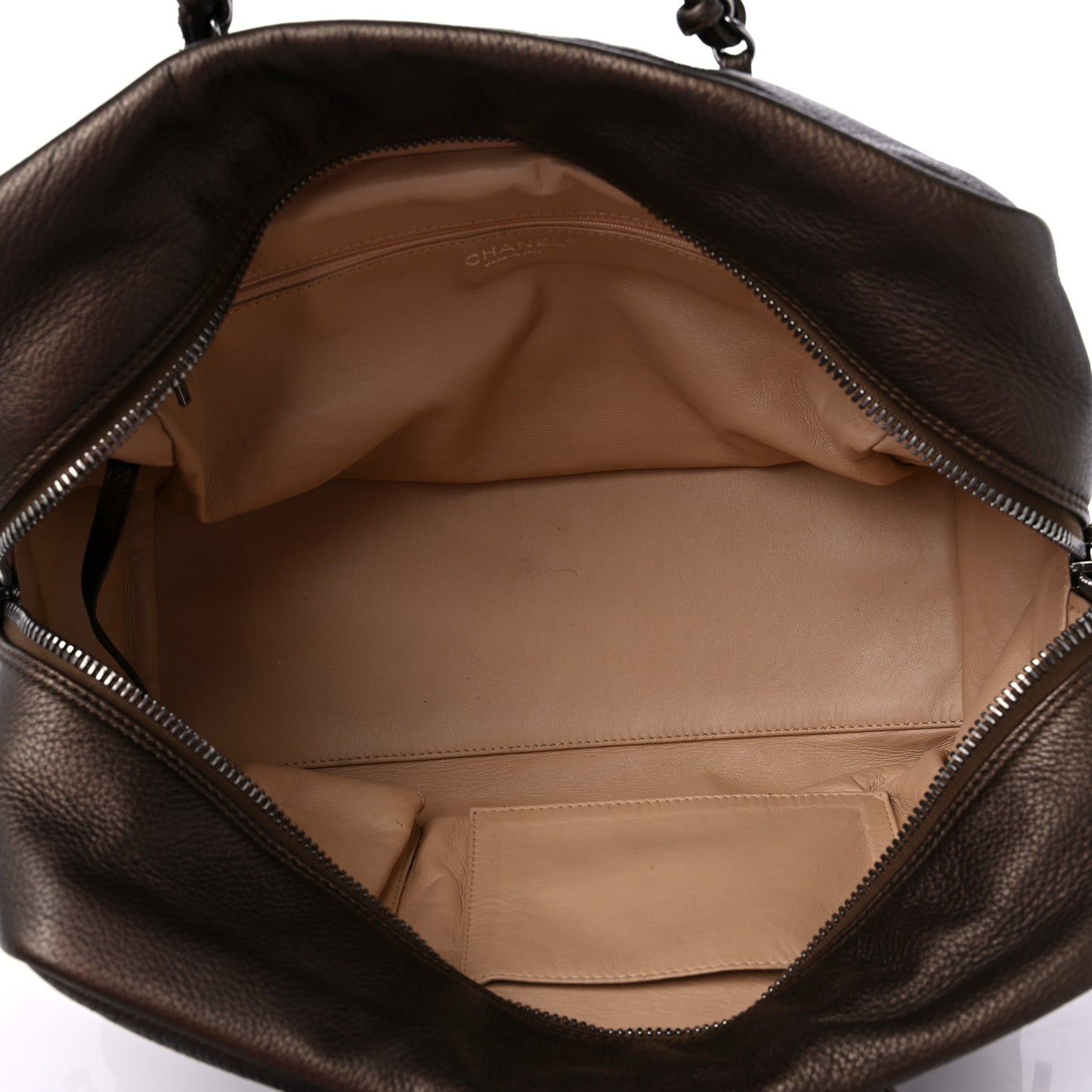 Metallic Deerskin Large Luxe Ligne Bowler Bronze