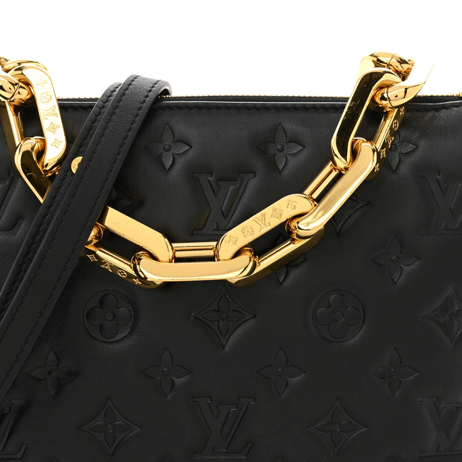 Louis Vuitton Lambskin Embossed Monogram Coussin BB Black 7 of 9