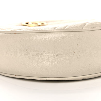 Gucci Calfskin Matelasse Mini GG Marmont Round Shoulder Bag White 9 of 21