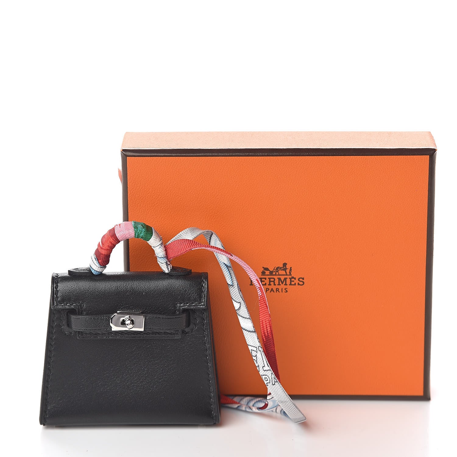 Hermes Tadelakt Mini Kelly Twilly Bag Charm Black 7 of 7