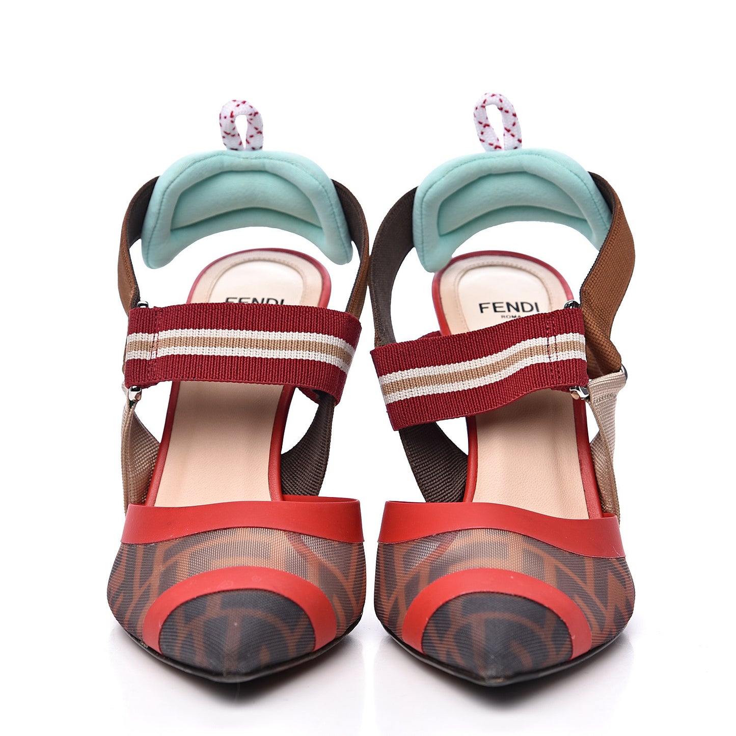 Technical Mesh FF Colibri High-Heel Slingback Pumps 36.5 Tobacco Moro Cipria Papavero Camelia