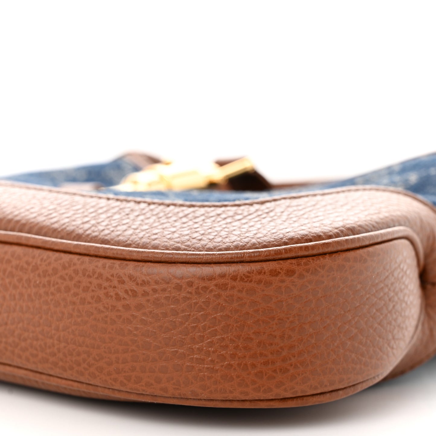 New Denim GG Monogram Calfskin Small Jackie 1961 Hobo Blue Tea Cuir