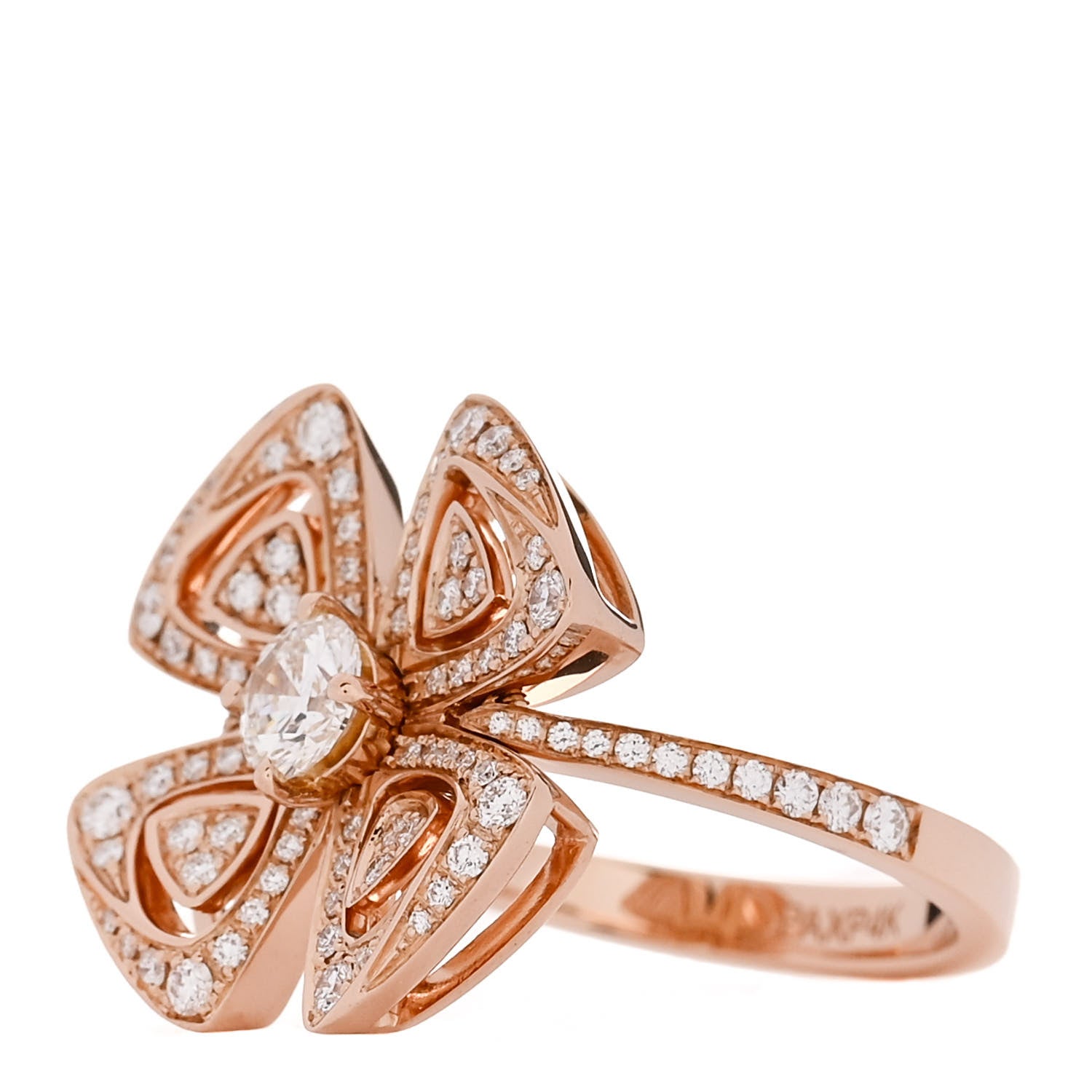 Bulgari 18K Rose Gold Diamond Fiorever Pave Ring 54 6.75 3 of 6