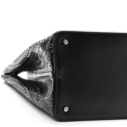 Alaia Calfskin Grommet Studded Large Mina Tote Black 9 of 10