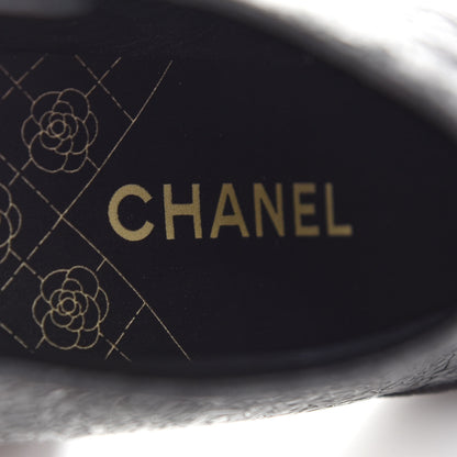 Chanel Patent Pearl Cap Toe Ankle Boots 37.5 Black 7 of 8