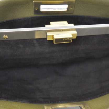 Fendi Goatskin Large Peekaboo Iconic Satchel Olive 7 of 8