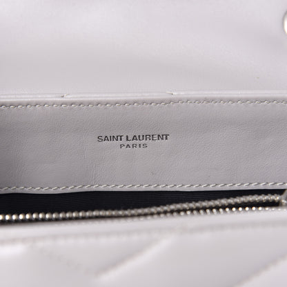 Saint Laurent Calfskin Y Quilted Monogram Small Loulou Chain Satchel Granite 9 of 11
