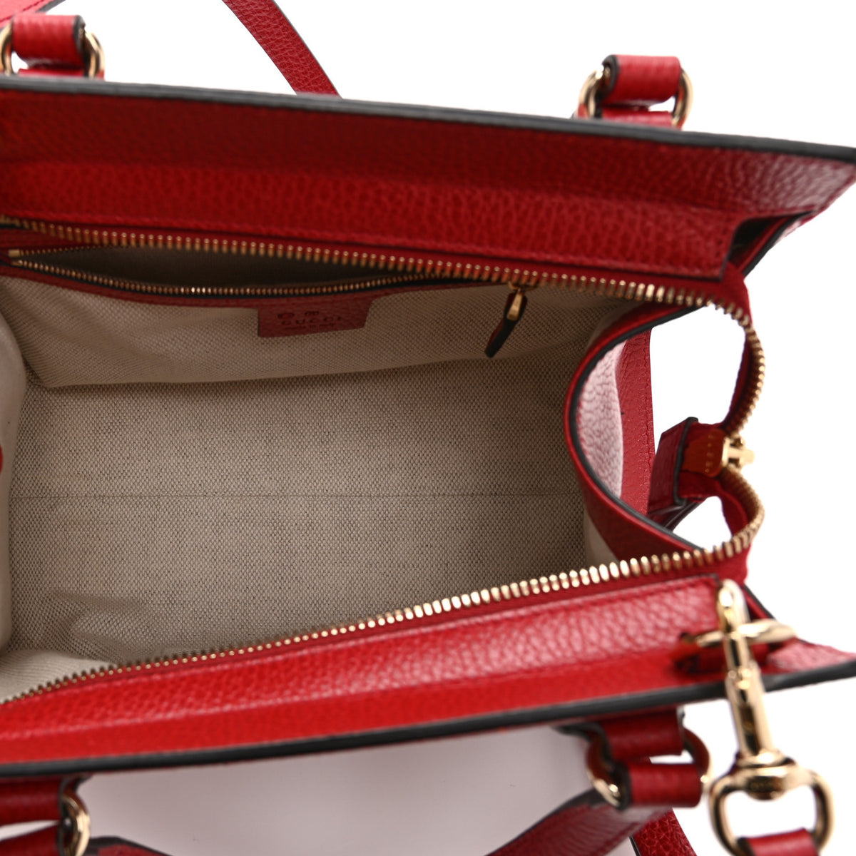 Gucci Dollar Calfskin Medium Soho Top Handle Satchel Hibiscus Red 5 of 11