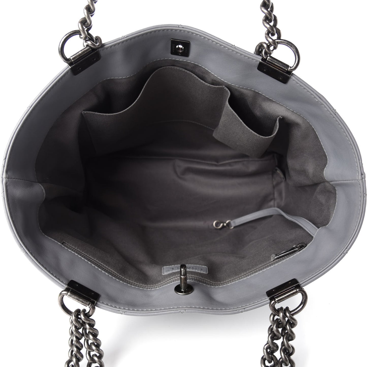Lambskin Quilted Shopping Tote Grey