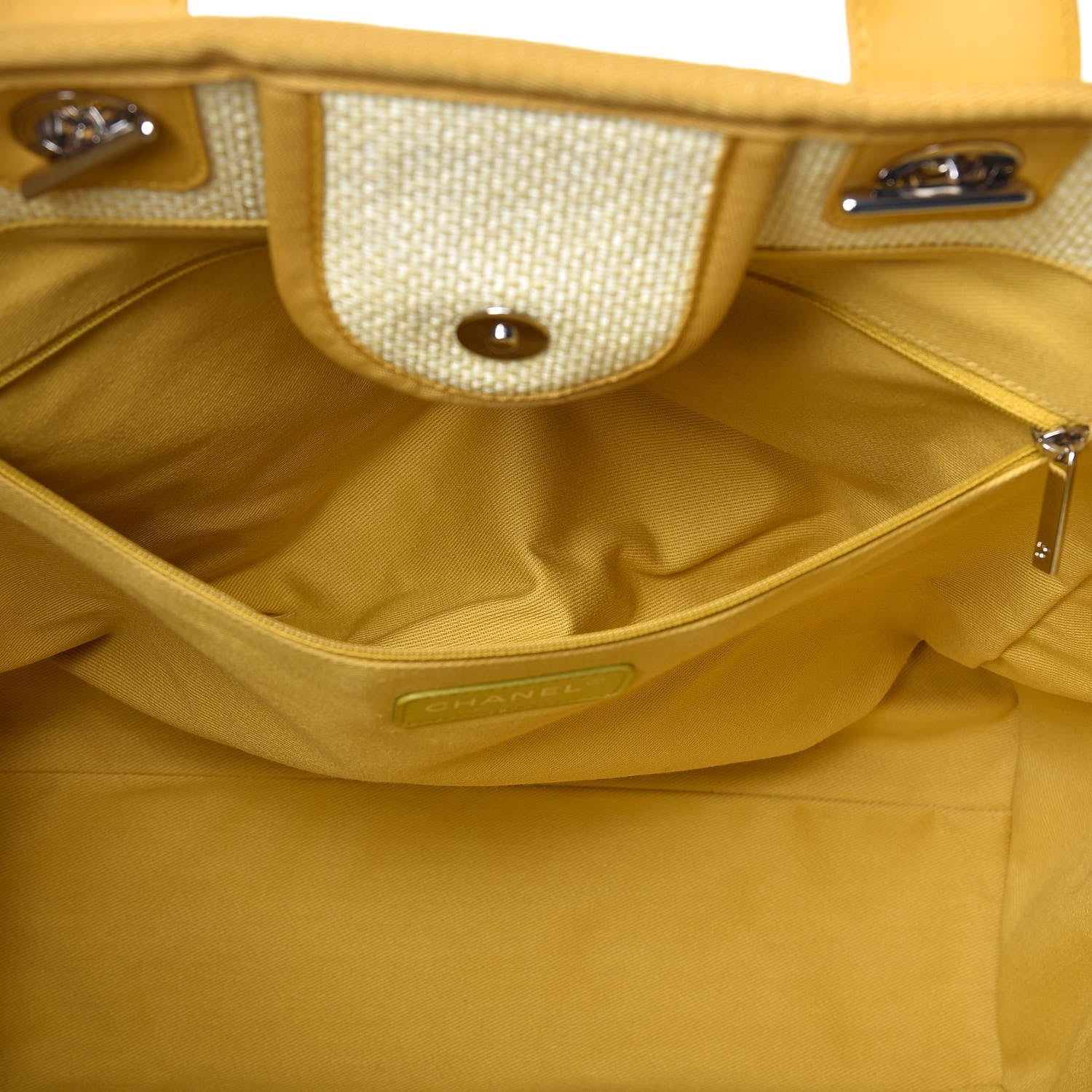 Chanel Woven Straw Raffia Large Deauville Tote Yellow 6 of 10