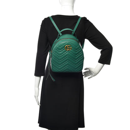 Gucci Calfskin Matelasse GG Marmont Dome Backpack Emerald Green 2 of 9