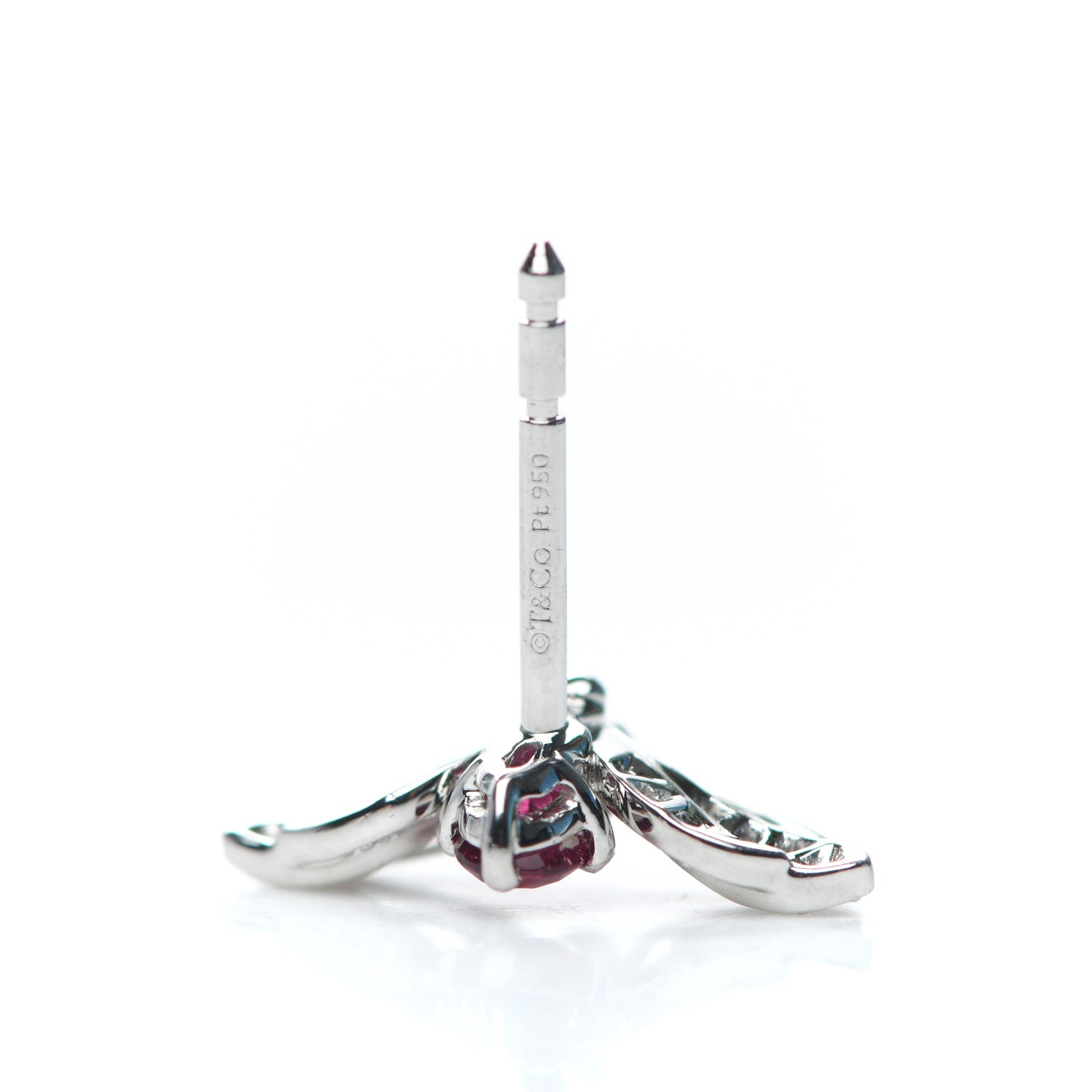 Tiffany Platinum Diamond Rubellite Paper Flowers Firefly Earrings 4 of 5
