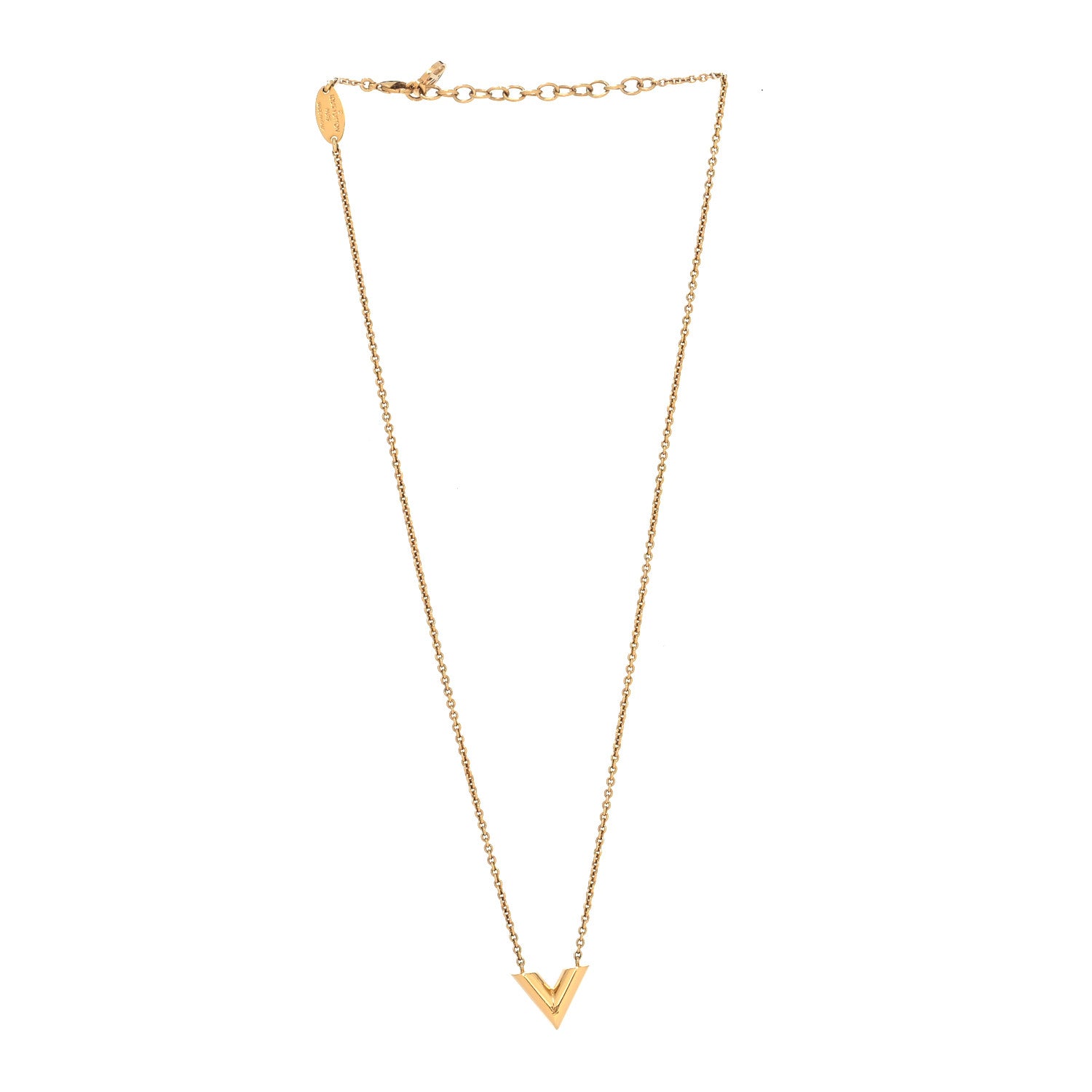 Louis Vuitton Brass Essential V Necklace Gold 3 of 6