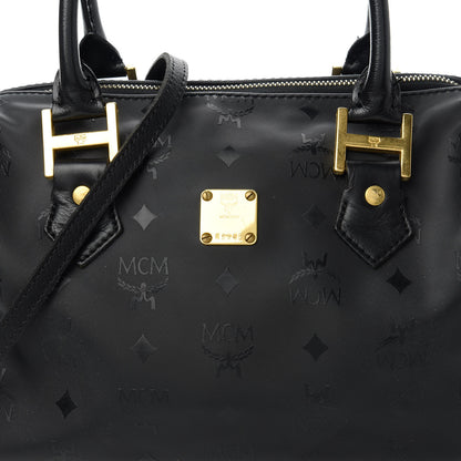 MCM Nylon Monogram Boston Bag Black 10 of 13