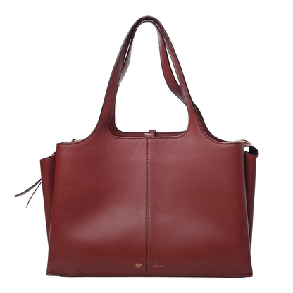 Celine Calfskin Medium Tri-Fold Bag Red Wood 1 of 9