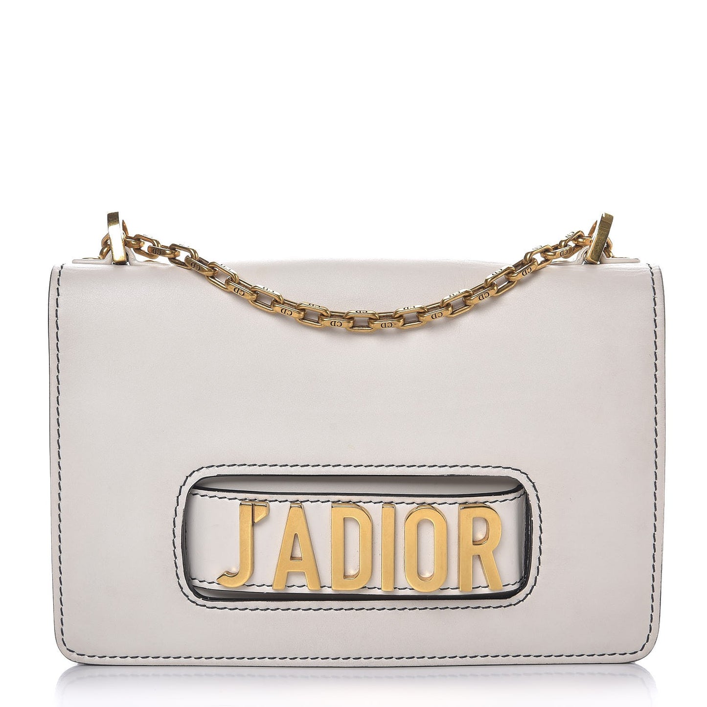 Calfskin J'Adior Chain Flap Bag Off White