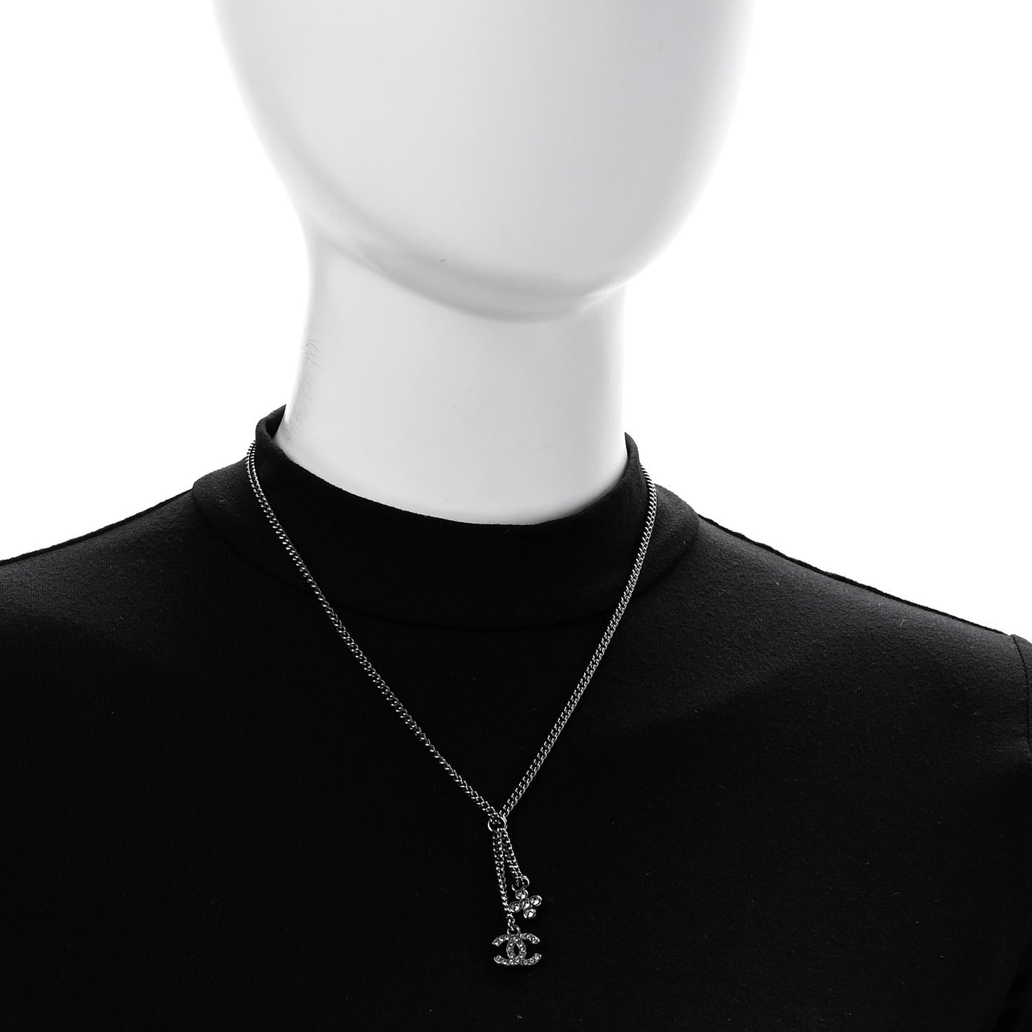 Ruthenium Crystal Flower CC Lariat Necklace