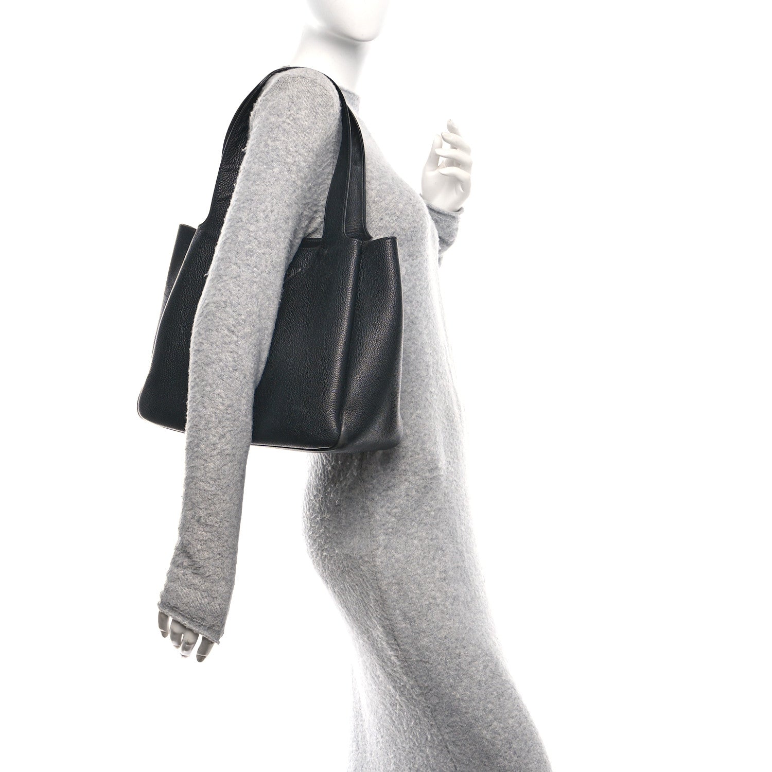 Prada Vitello Daino Soft Large Dynamique Tote Black 2 of 12