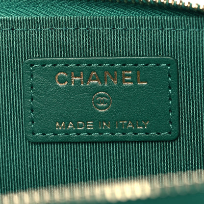 Chanel Metallic Caviar Quilted Zipped Key Holder Case Green 6 of 8