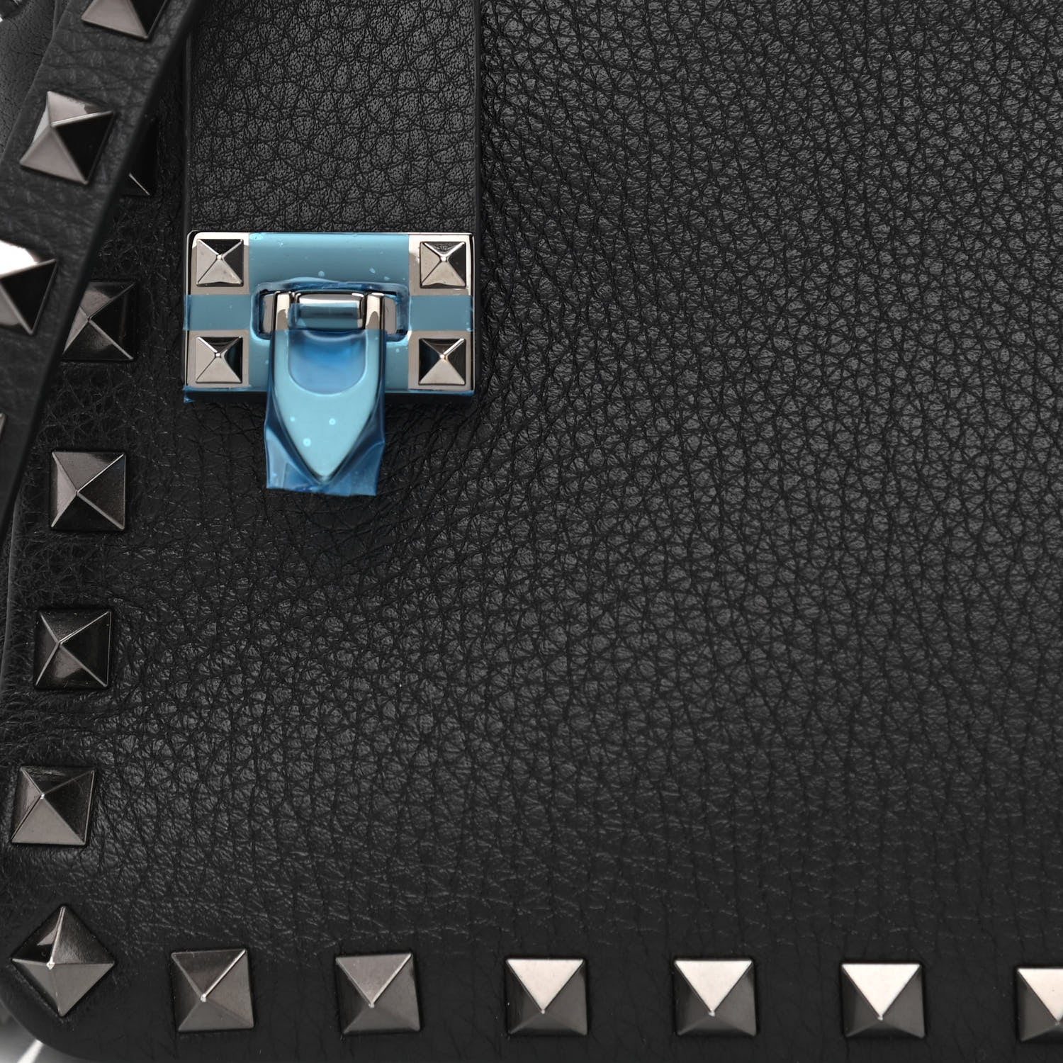 Valentino Garavani Pebbled Calfskin Small Rockstud Flip Lock Shoulder Bag Black 7 of 9