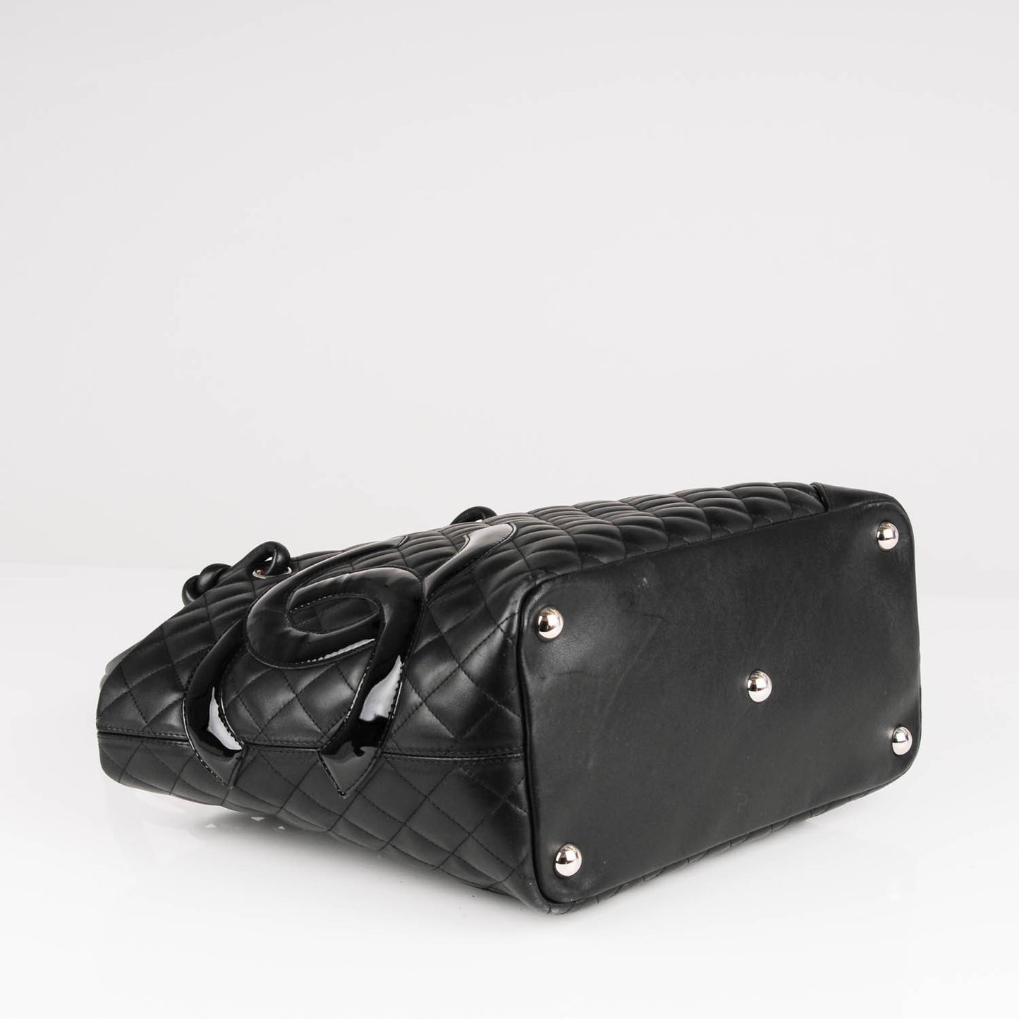 Calfskin Quilted Large Cambon Tote Black