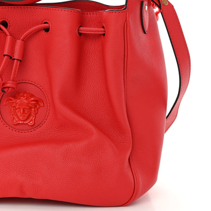 Versace Grained Calfskin La Medusa Bucket Bag Red 11 of 15