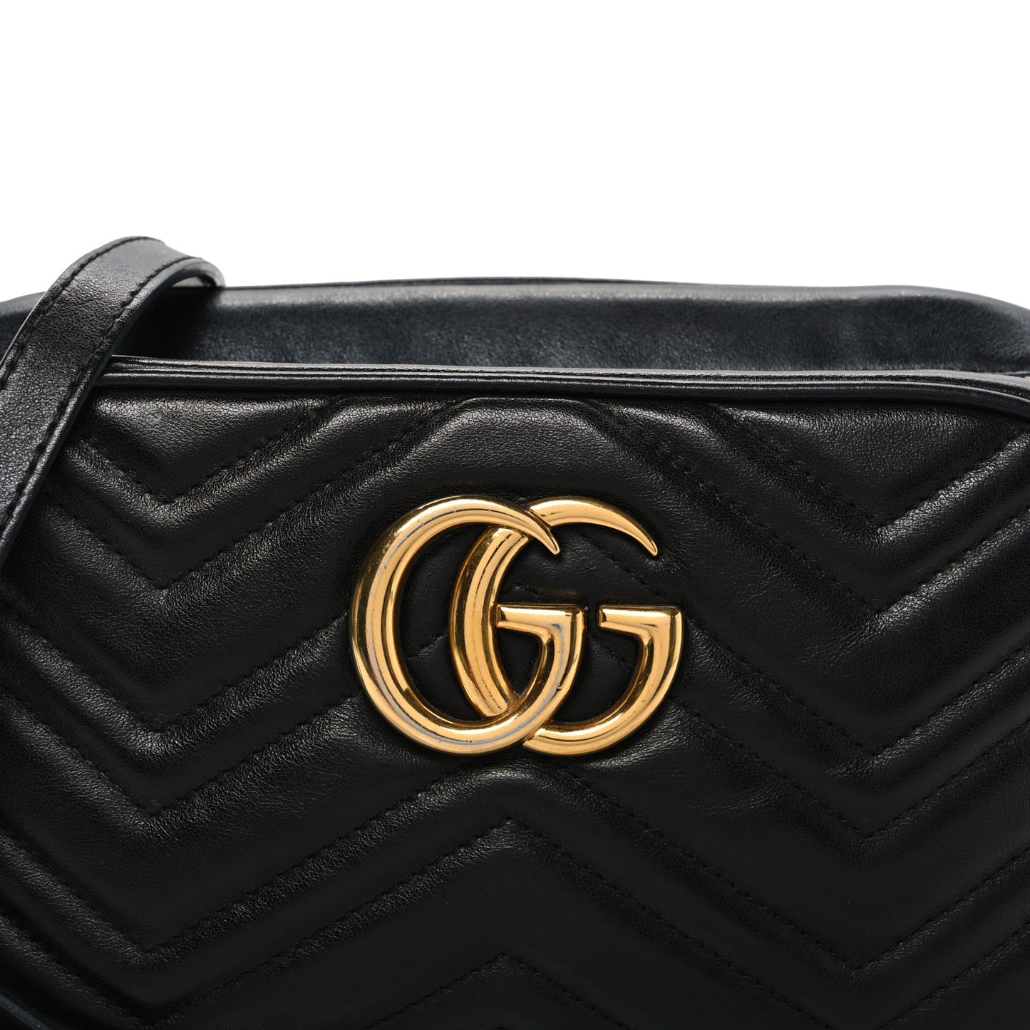 Calfskin Matelasse Small GG Marmont Chain Shoulder Bag Black Black