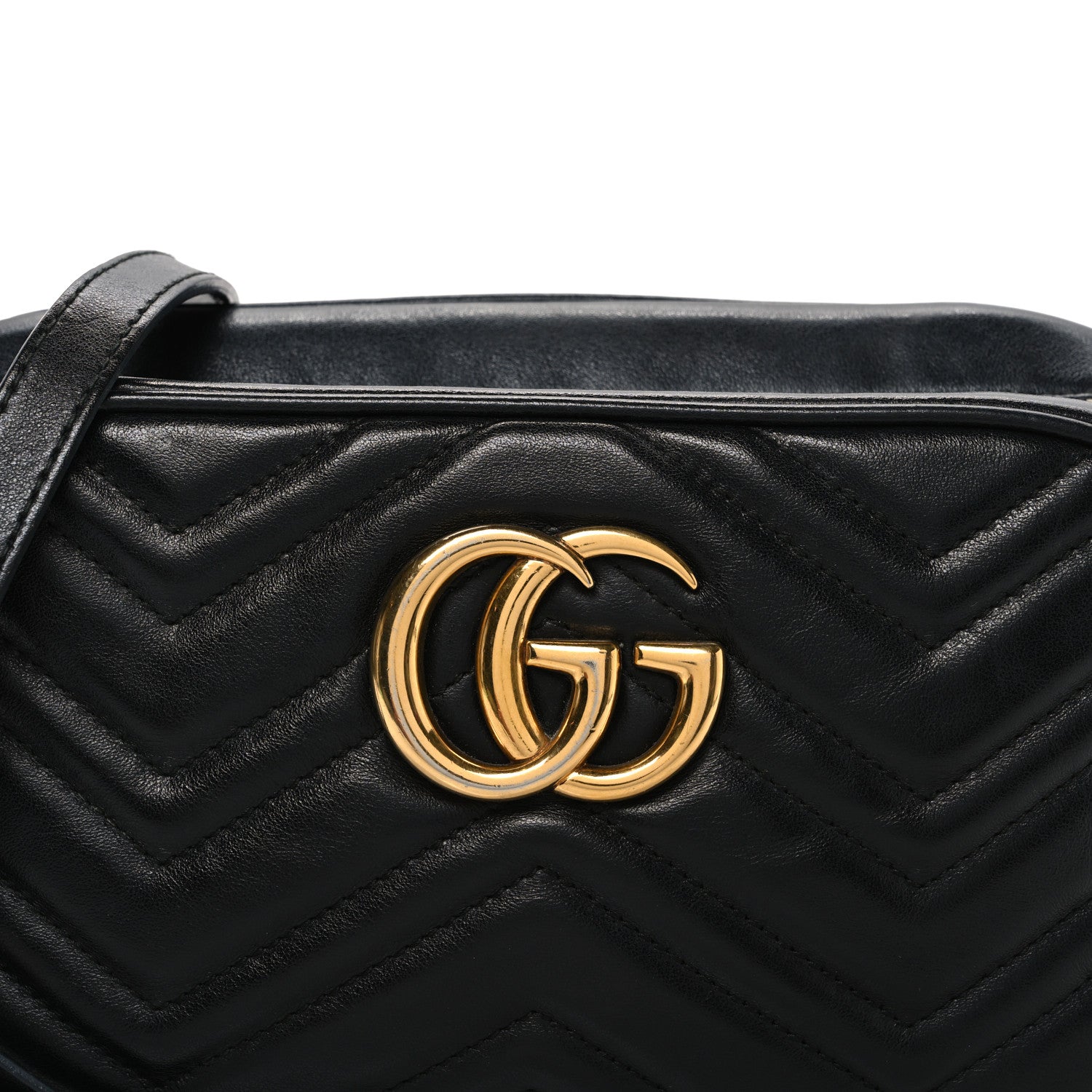 Gucci Calfskin Matelasse Small GG Marmont Chain Shoulder Bag Black Black 8 of 11