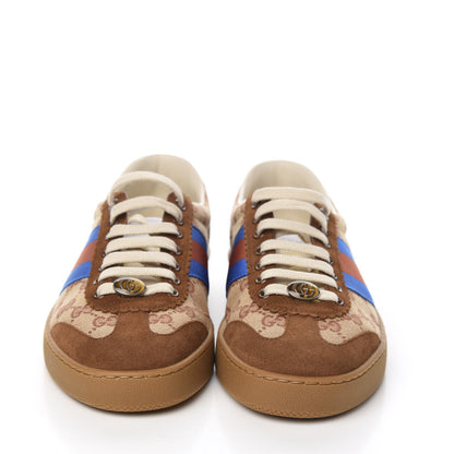 Gucci GG Monogram Suede Web Mens G74 Sneakers 8.5 Beige Ruggine Cuir 2 of 9
